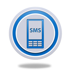 sms circular icon on white background