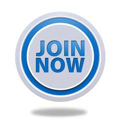 Join now circular icon on white background