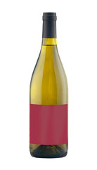 White wine bottle isolated with blank label.