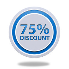 Discount 75 circular icon on white background