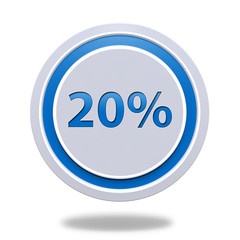 Twenty percent circular icon on white background