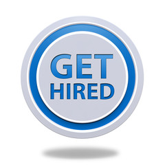 Get hired circular icon on white background