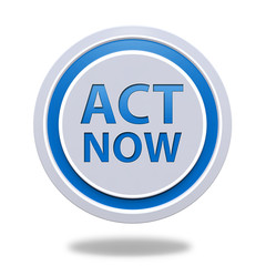 Act now circular icon on white background
