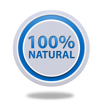 100% natural circular icon on white background