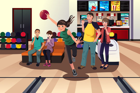 Young people at bowling