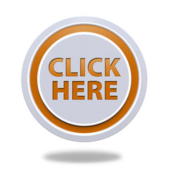 Click here circular icon on white background