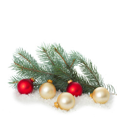 Christmas ornaments on Christmas tree with baubles