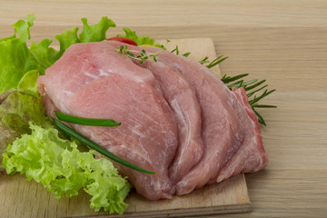 Raw pork schnitzel