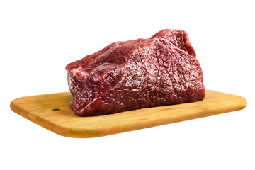 Beef on a wooden board