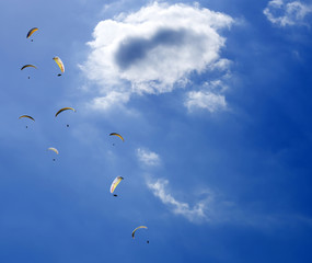 Paragliders gliding...