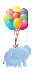 Obraz na płótnie Canvas elefante volando con globos