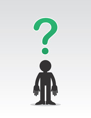 Figure with floating question mark above head