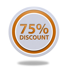 Discount 75 circular icon on white background