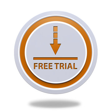 Free trial circular icon on white background