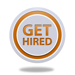 Get hired circular icon on white background