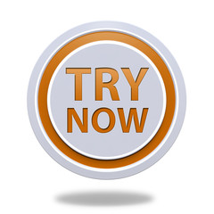 Try now circular icon on white background