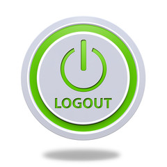 Logout circular icon on white background