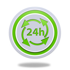 24 hours circular icon on white background