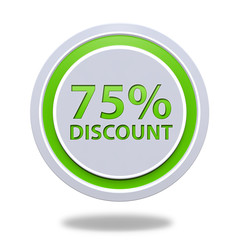 Discount 75 circular icon on white background