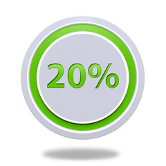 Twenty percent circular icon on white background