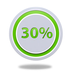 Thirty percent circular icon on white background