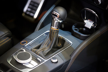 Obraz na płótnie Canvas Closeup photo of car gearbox