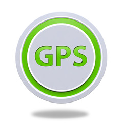 Gps circular icon on white background