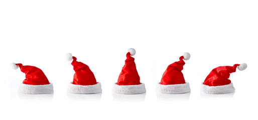 Collection of five santa hats