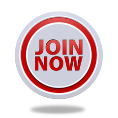 Join now circular icon on white background