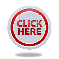 Click here circular icon on white background