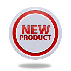 new product circular icon on white background
