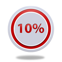 Ten percent circular icon on white background