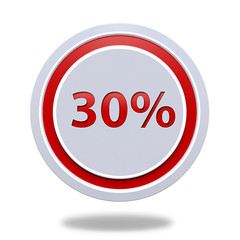 Thirty percent circular icon on white background