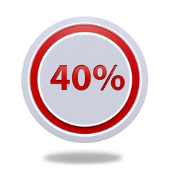 Fourty percent circular icon on white background