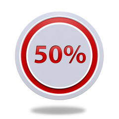 Fivety percent circular icon on white background