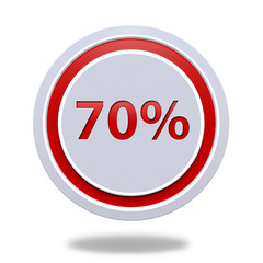 Seventy percent circular icon on white background