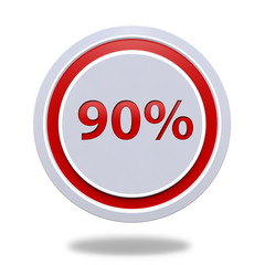 Ninety percent circular icon on white background