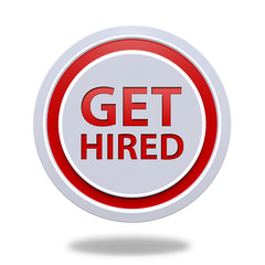 Get hired circular icon on white background