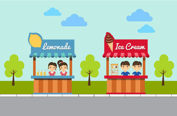 Naklejka premium Lemonade And Ice Cream Stands