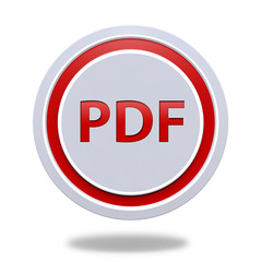 Pdf circular icon on white background
