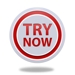 Try now circular icon on white background
