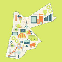 Map of Jordan with technology icons