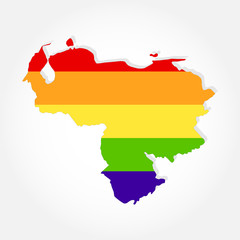 Fototapeta premium Rainbow flag in contour of Venezuela