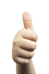 children hand making sign. Isolated on white background