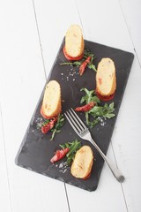 plated potato croquette appetizer starter