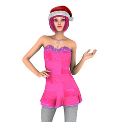 サンタクロース帽子の女性