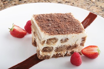 tiramisu plated dessert pudding
