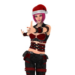 サンタクロース帽子の女性
