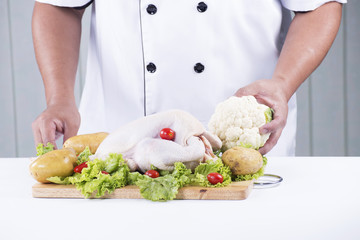 prepared cooking raw chicken