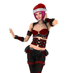 サンタクロース帽子の女性